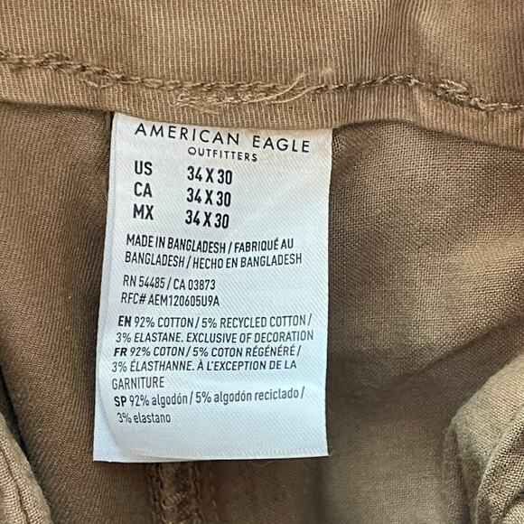 American Eagle Flex Athletic Skinny Chino Pants Men's 34/30 Khaki Tan NEW - Picture 4 of 8